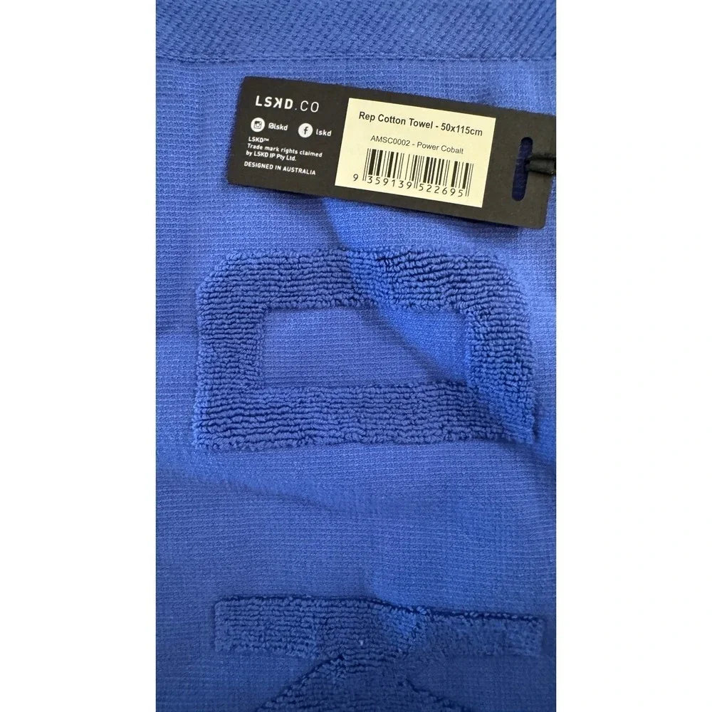 LSKD Power Cobalt Blue Cotton‎ Rep Towel 50x115cm New With Tags